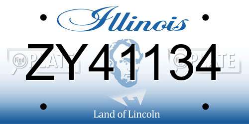 ZY41134 Illinois License Plate