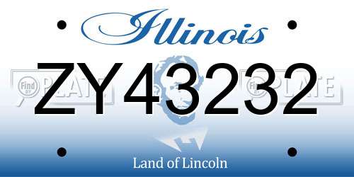 ZY43232 Illinois License Plate