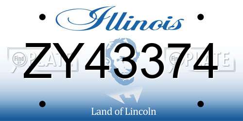 ZY43374 Illinois License Plate