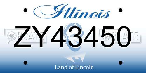 ZY43450 Illinois License Plate
