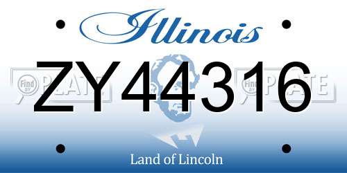 ZY44316 Illinois License Plate