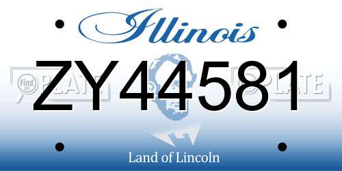 ZY44581 Illinois License Plate