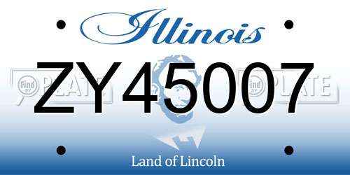 ZY45007 Illinois License Plate