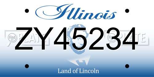 ZY45234 Illinois License Plate