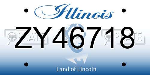 ZY46718 Illinois License Plate
