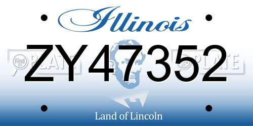 ZY47352 Illinois License Plate