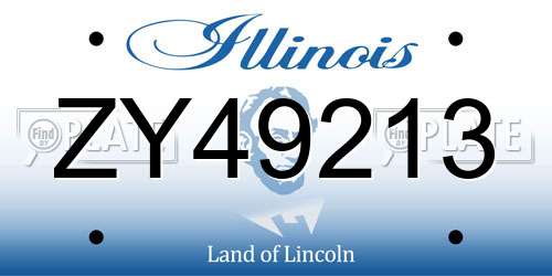 ZY49213 Illinois License Plate