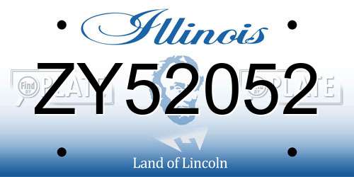 ZY52052 Illinois License Plate