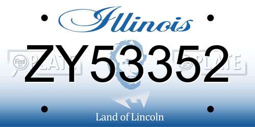 ZY53352 Illinois License Plate