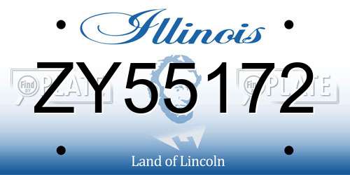 ZY55172 Illinois License Plate