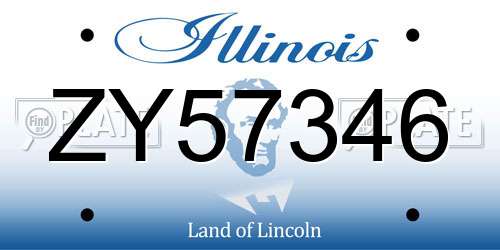 ZY57346 Illinois License Plate