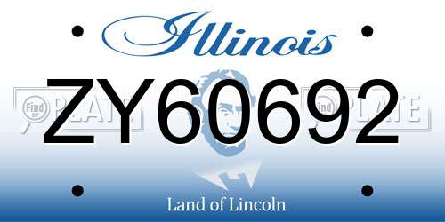ZY60692 Illinois License Plate