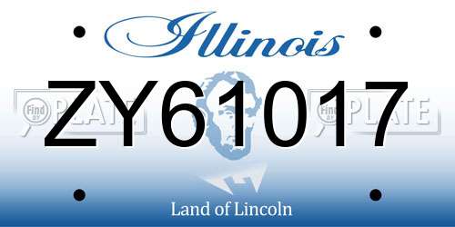ZY61017 Illinois License Plate