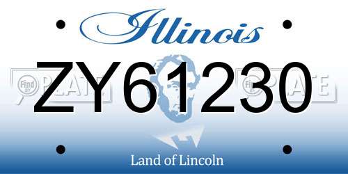 ZY61230 Illinois License Plate