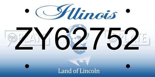 ZY62752 Illinois License Plate