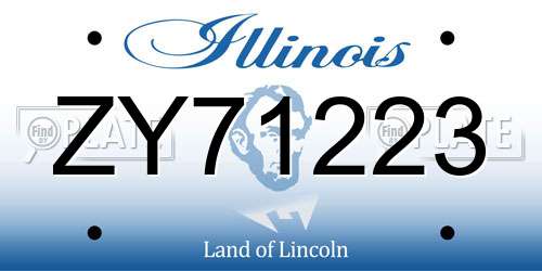 ZY71223 Illinois License Plate