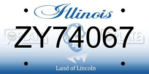 ZY74067 Illinois License Plate