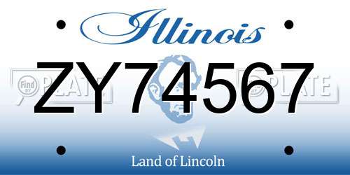 ZY74567 Illinois License Plate