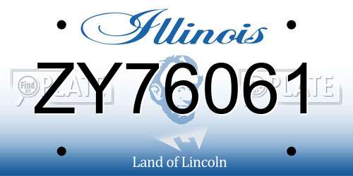 ZY76061 Illinois License Plate