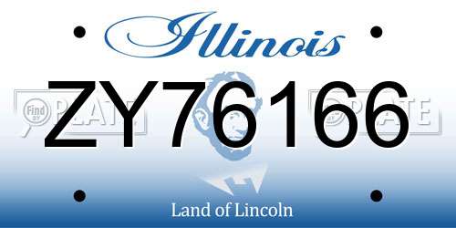 ZY76166 Illinois License Plate