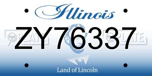 ZY76337 Illinois License Plate