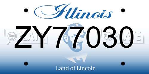 ZY77030 Illinois License Plate