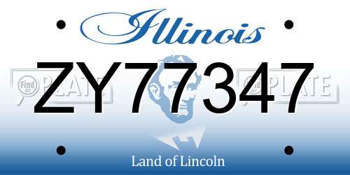 ZY77347 Illinois License Plate