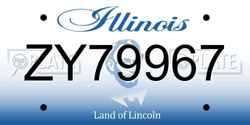 ZY79967 Illinois License Plate