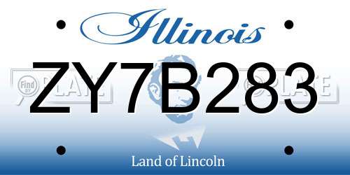 ZY7B283 Illinois License Plate