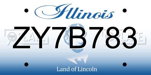 ZY7B783 Illinois License Plate