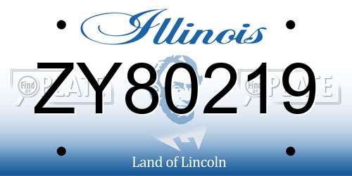 ZY80219 Illinois License Plate