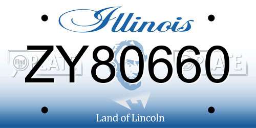 ZY80660 Illinois License Plate