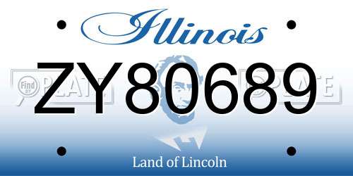 ZY80689 Illinois License Plate