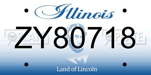 ZY80718 Illinois License Plate