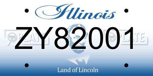ZY82001 Illinois License Plate