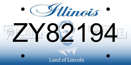 ZY82194 Illinois License Plate