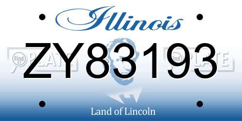 ZY83193 Illinois License Plate