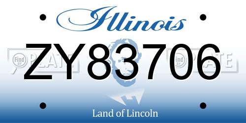 ZY83706 Illinois License Plate