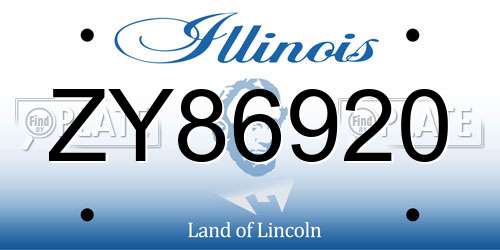 ZY86920 Illinois License Plate