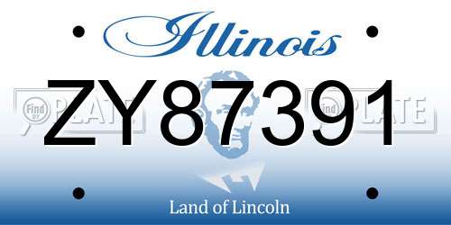 ZY87391 Illinois License Plate