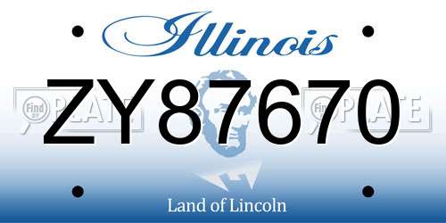 ZY87670 Illinois License Plate