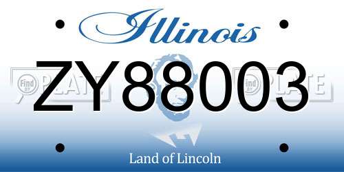 ZY88003 Illinois License Plate