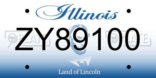 ZY89100 Illinois License Plate