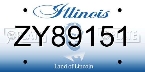 ZY89151 Illinois License Plate