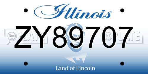 ZY89707 Illinois License Plate