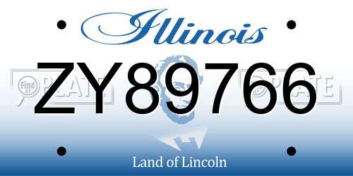 ZY89766 Illinois License Plate