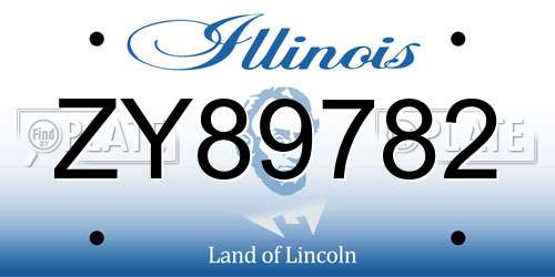 ZY89782 Illinois License Plate