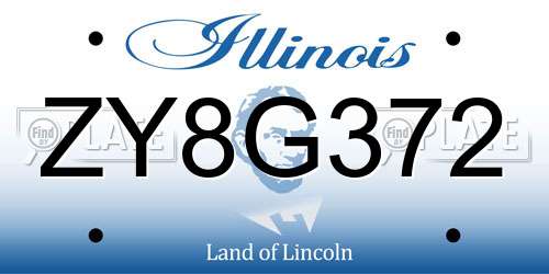 ZY8G372 Illinois License Plate
