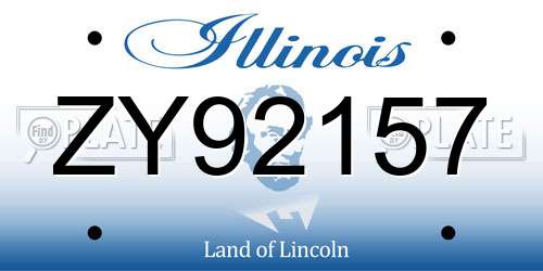 ZY92157 Illinois License Plate