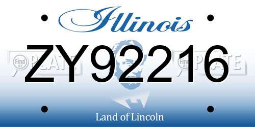ZY92216 Illinois License Plate